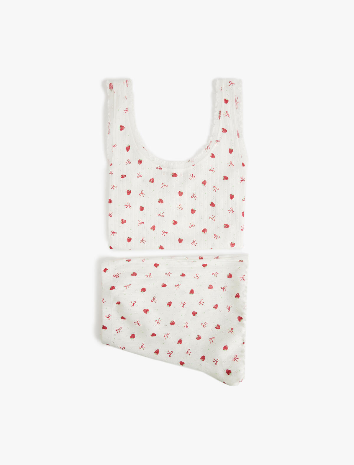 Koton Pijama Takımı 5SLK40153MK Beyaz Desenli