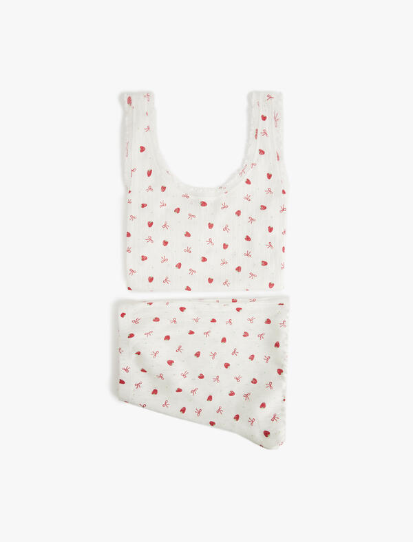 Koton Pijama Takımı 5SLK40153MK Beyaz Desenli