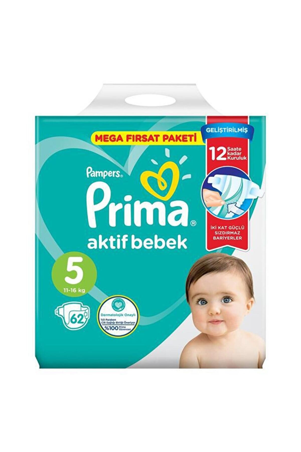 Prima Bez Aktif Bebek Mega Fırsat Paketi Junior 5 Beden 62Li