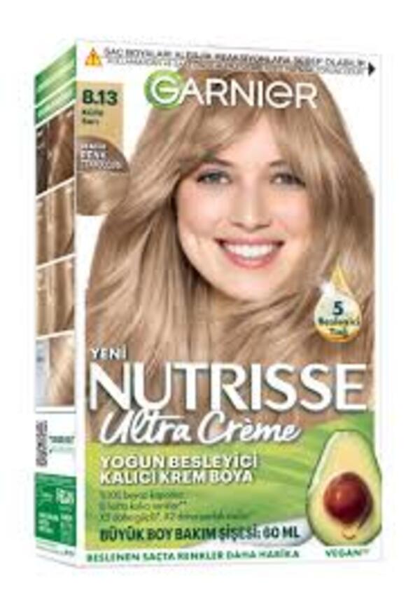 Garnier Saç Boyası Nutrisse Ultra Creme No:8.13 Küllü Sarı