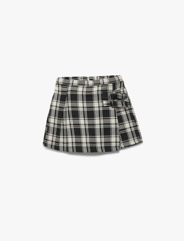 Koton Şort Kız Çocuk 6WKG40022AW Siyah Ekose