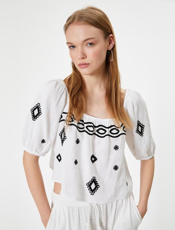 Koton Bluz 4SAL60050IW Beyaz