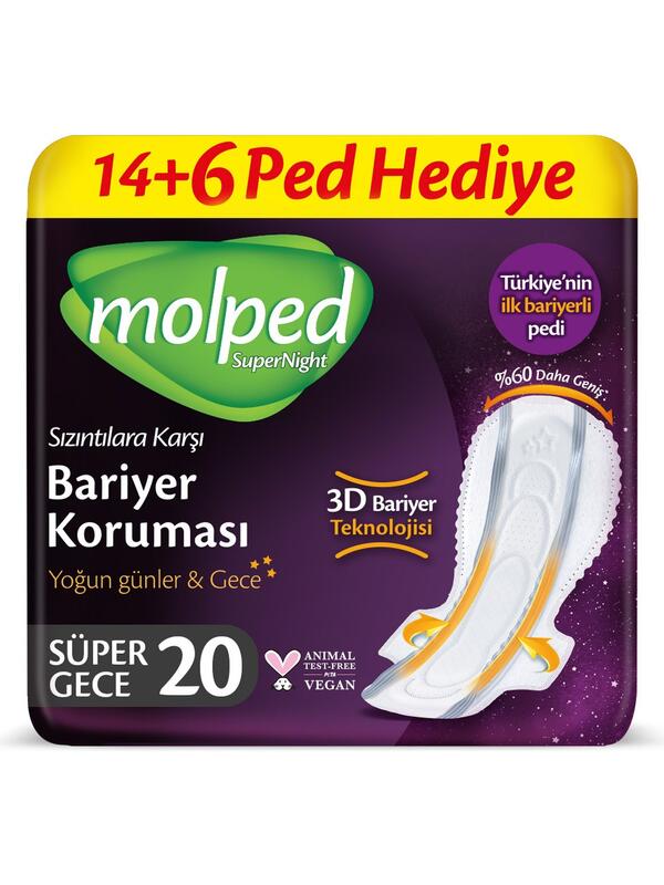 Molped Hijyenik Ped Süper Gece Dev Eko 20Li