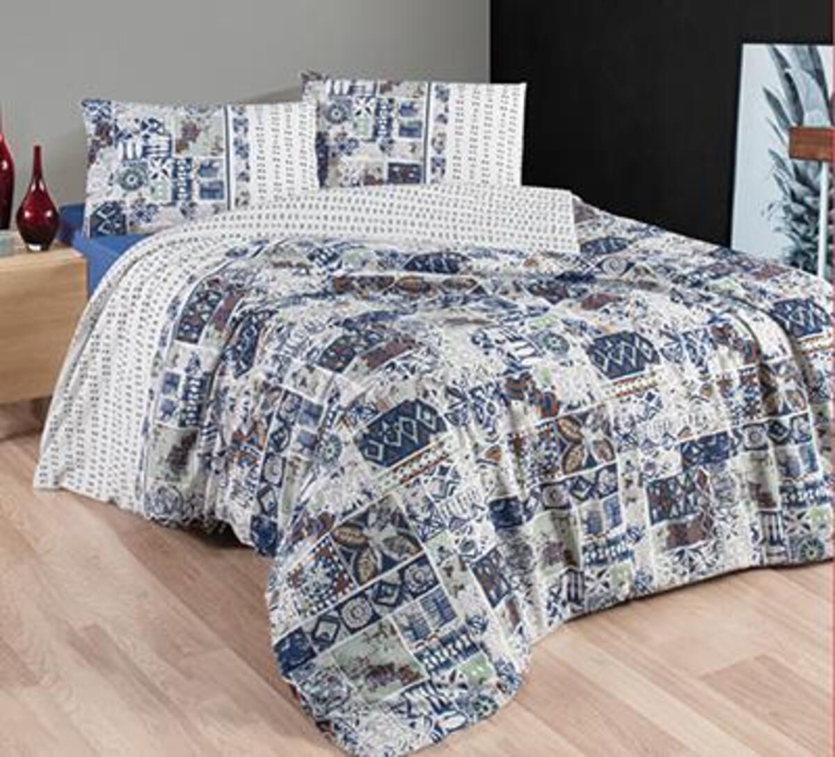 Kristal Nevresim Takımı Tek Kişilik Terry Cotton Nezrin İndigo