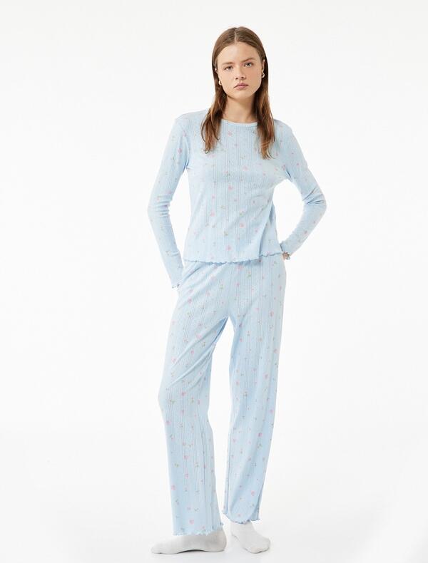 Koton Pijama Takımı 6WLK40156MK Mavi Desenli