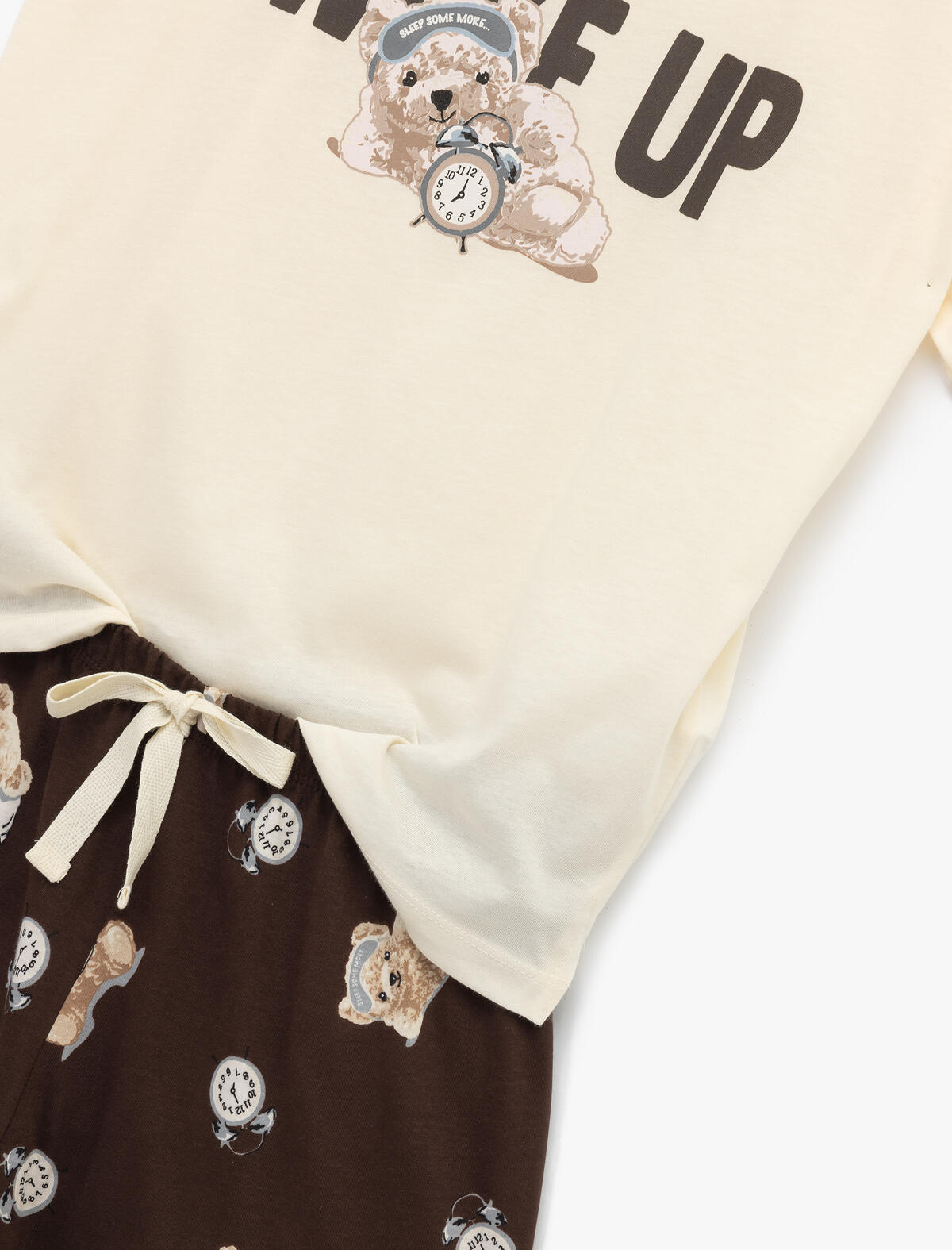 Koton Pijama Takımı 5SLK40067MK Kahverengi Desenli