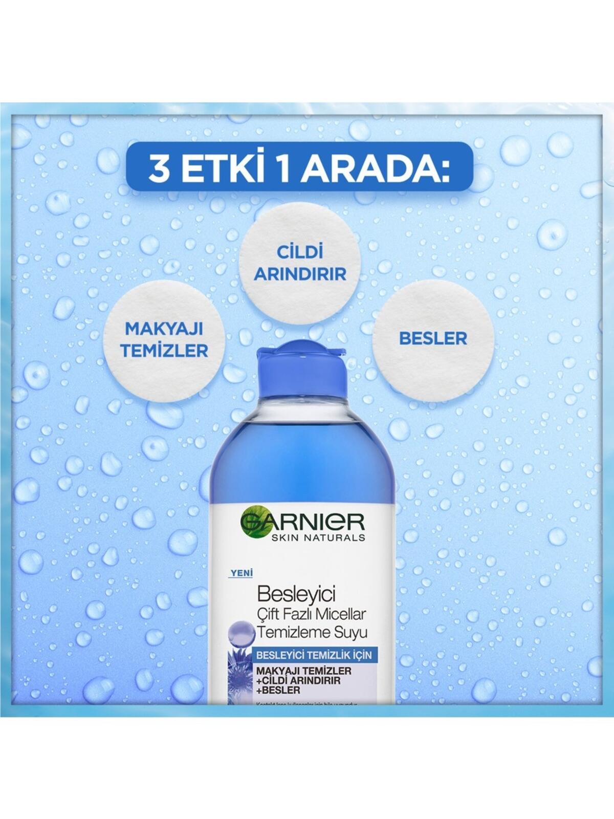 Garnier Makyaj Temizleme Suyu Mic.Çift Fazlı Mavi 400Ml