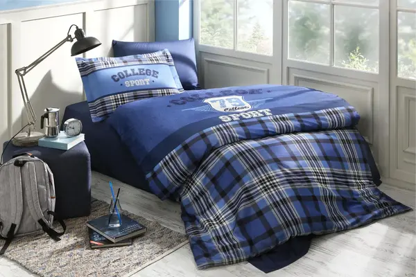 Özdilek Nevresim Takımı Tek Kişilik Ranforce Blue SQuares Mavi