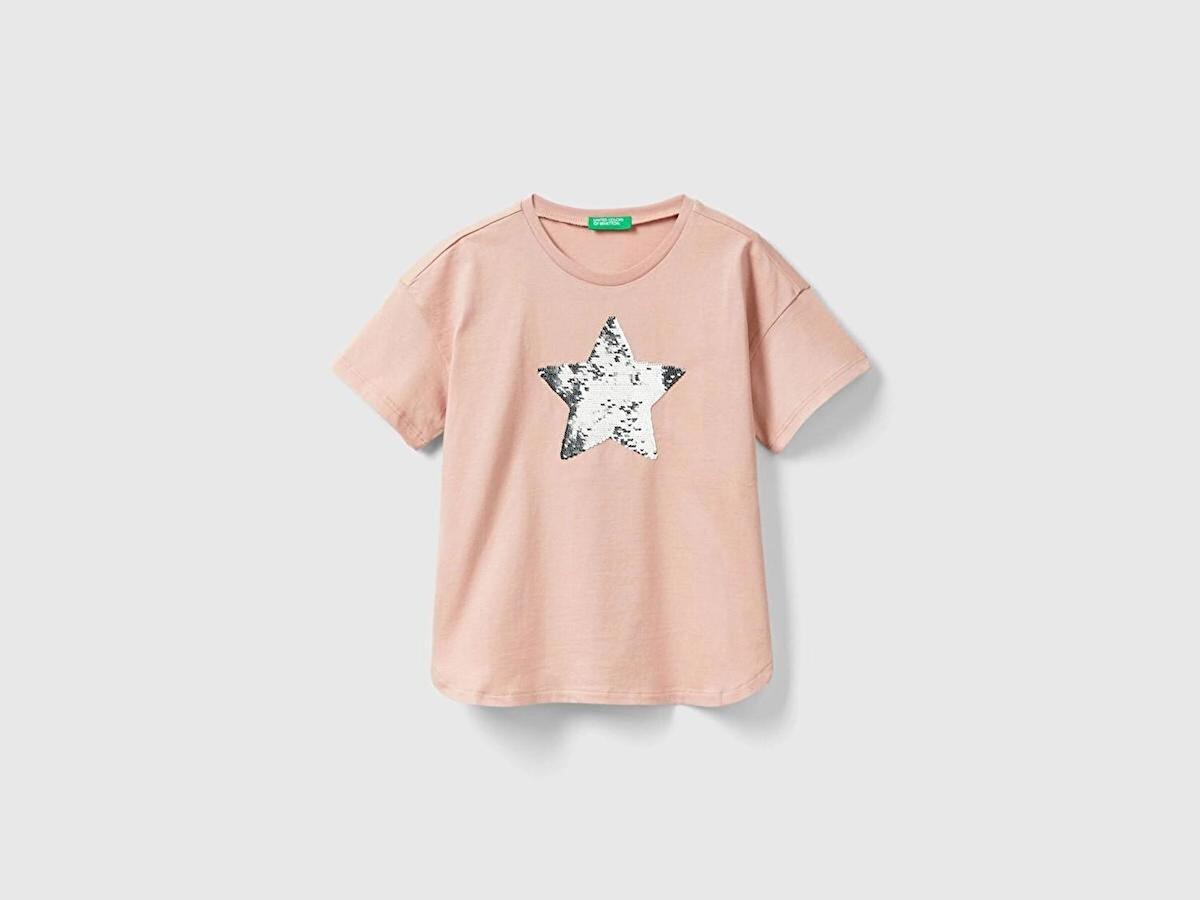 Benetton Tişört Kız Çocuk 3I1XC10IA Bej