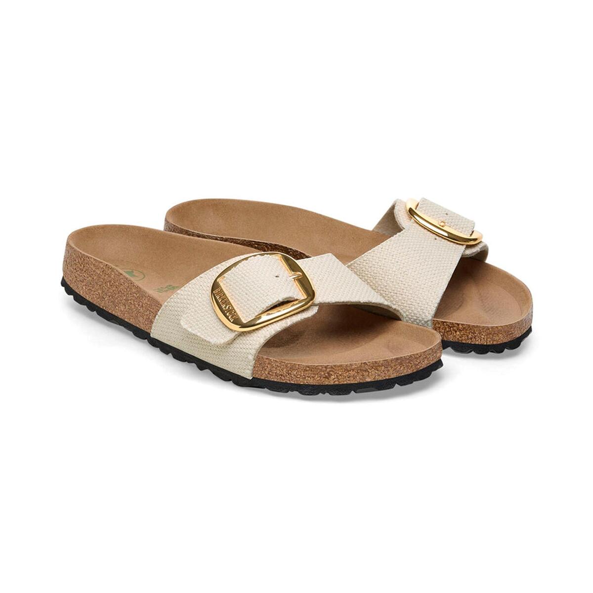 Birkenstock Madrid Big Buckle Tex Rough Canvas Vegan 1026721 Eggshell