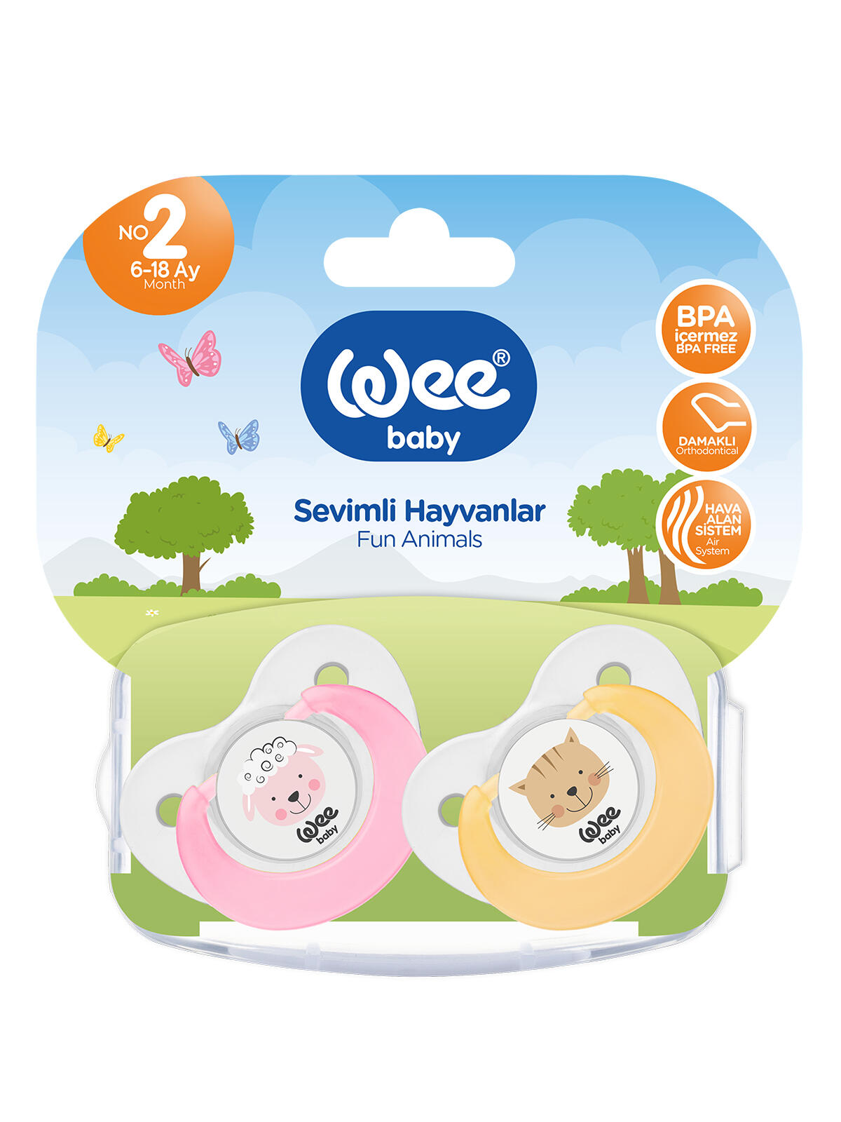 Wee Baby Emzik Damaklı 2Li Sevimli Hayvanlar No:2 Rb320