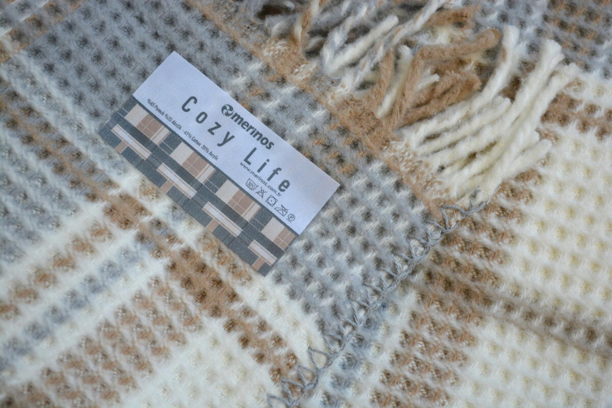 Merinos Battaniye 180*220 Pamuklu Skoç Cozy İnka Gül Kurusu