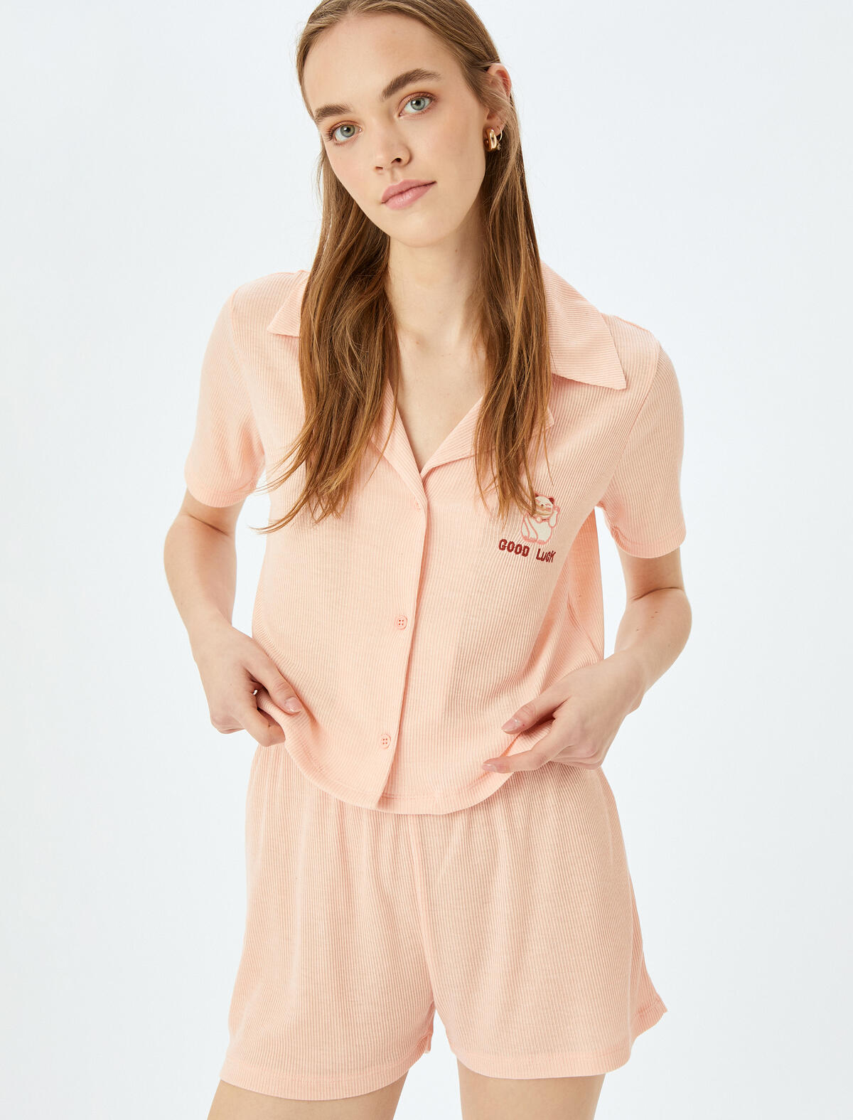 Koton Pijama Takımı 5SLK40057MK Turuncu