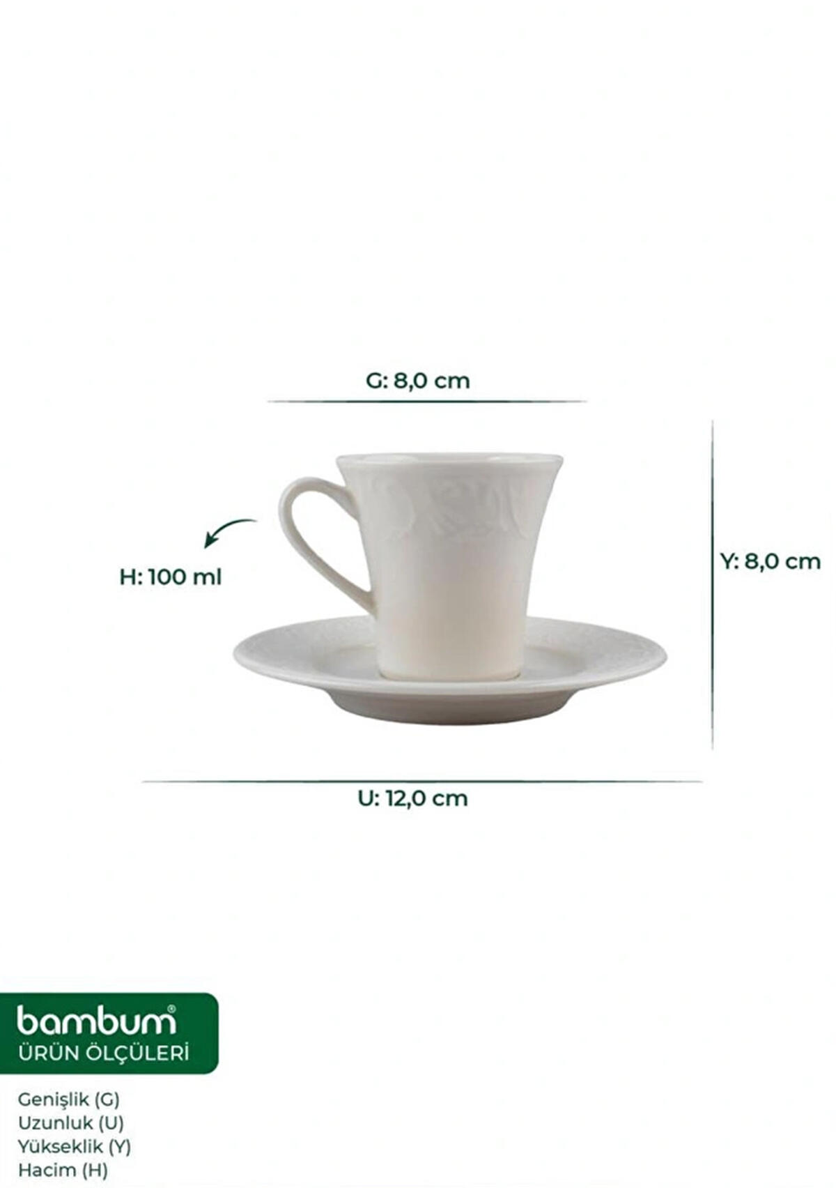 Bambum Kahve Fincan Tk 6Lı Sera B7812