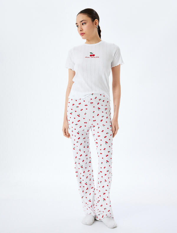 Koton Pijama Takımı 5SLK40062MK Kırmızı Desenli