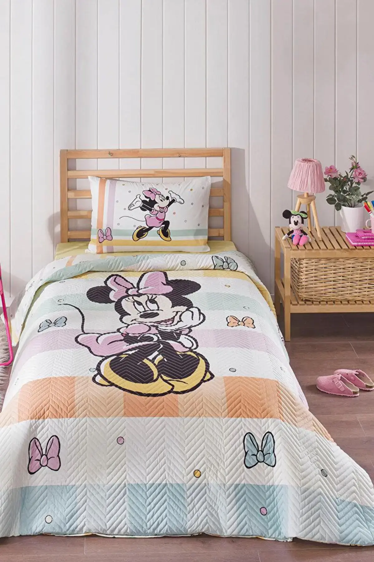 Özdilek Nevresim Takımı Tek Kişilik Kapitone Lisanslı Mickey Mouse Happy Sarı
