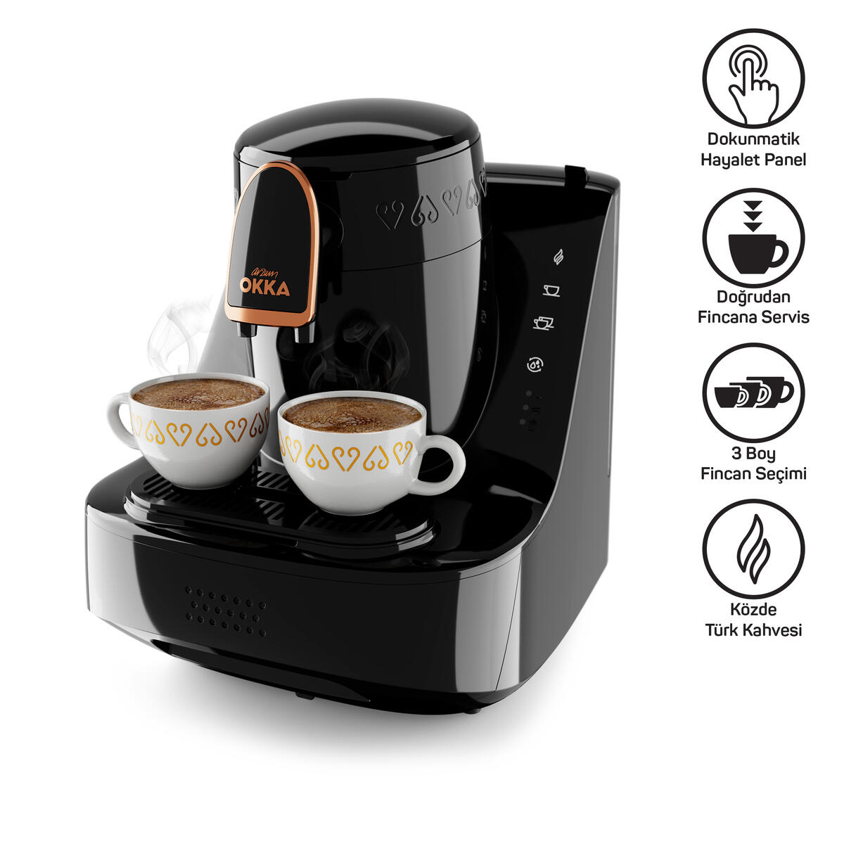 Arzum Kahve Makinesi Okka Elit Türk OK0040-26 Siyah-Bakır