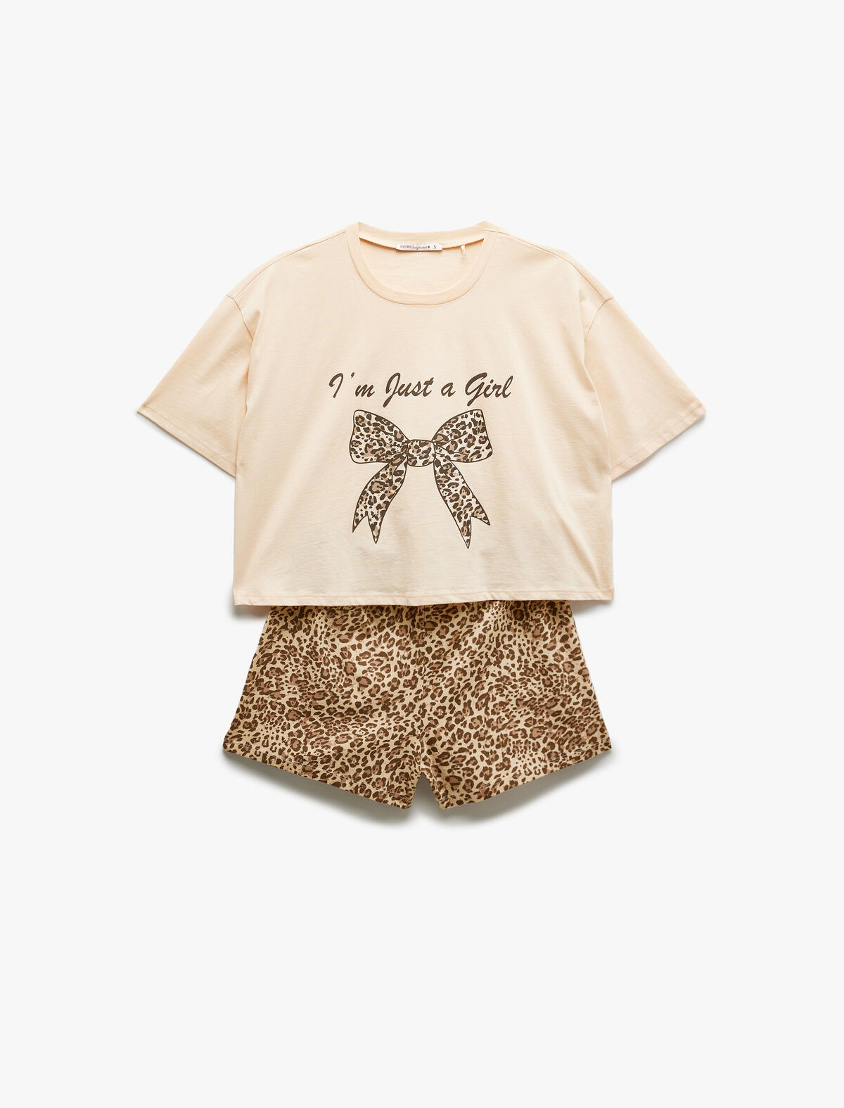 Koton Pijama Takımı 5SLK40042MK Kahverengi Desenli