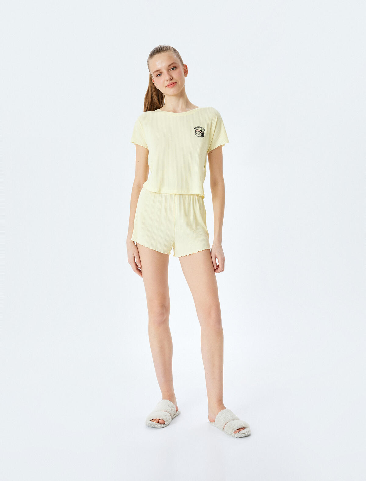 Koton Pijama Takımı 5SLK40023MK Sarı