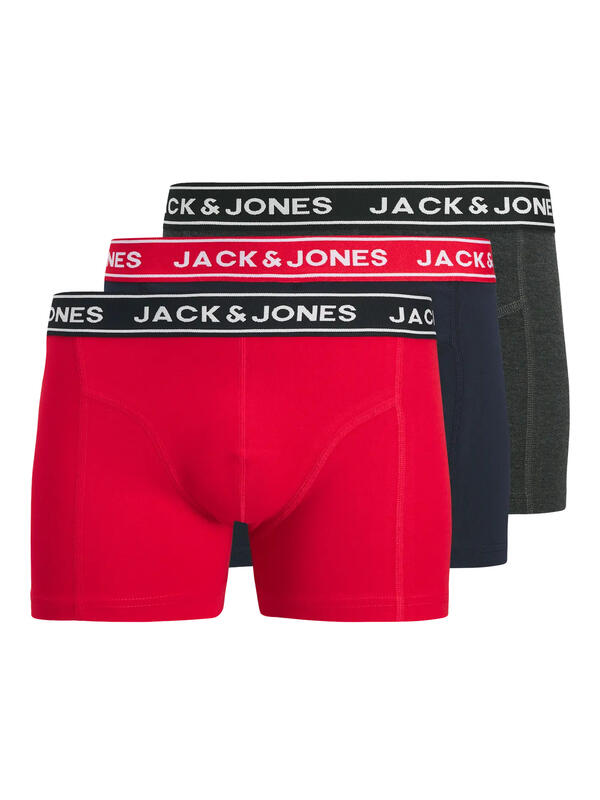 Jack&Jones Boxer 3Lü 12288873 Lacivert-Koyu Gri Melanj-Kırmızı
