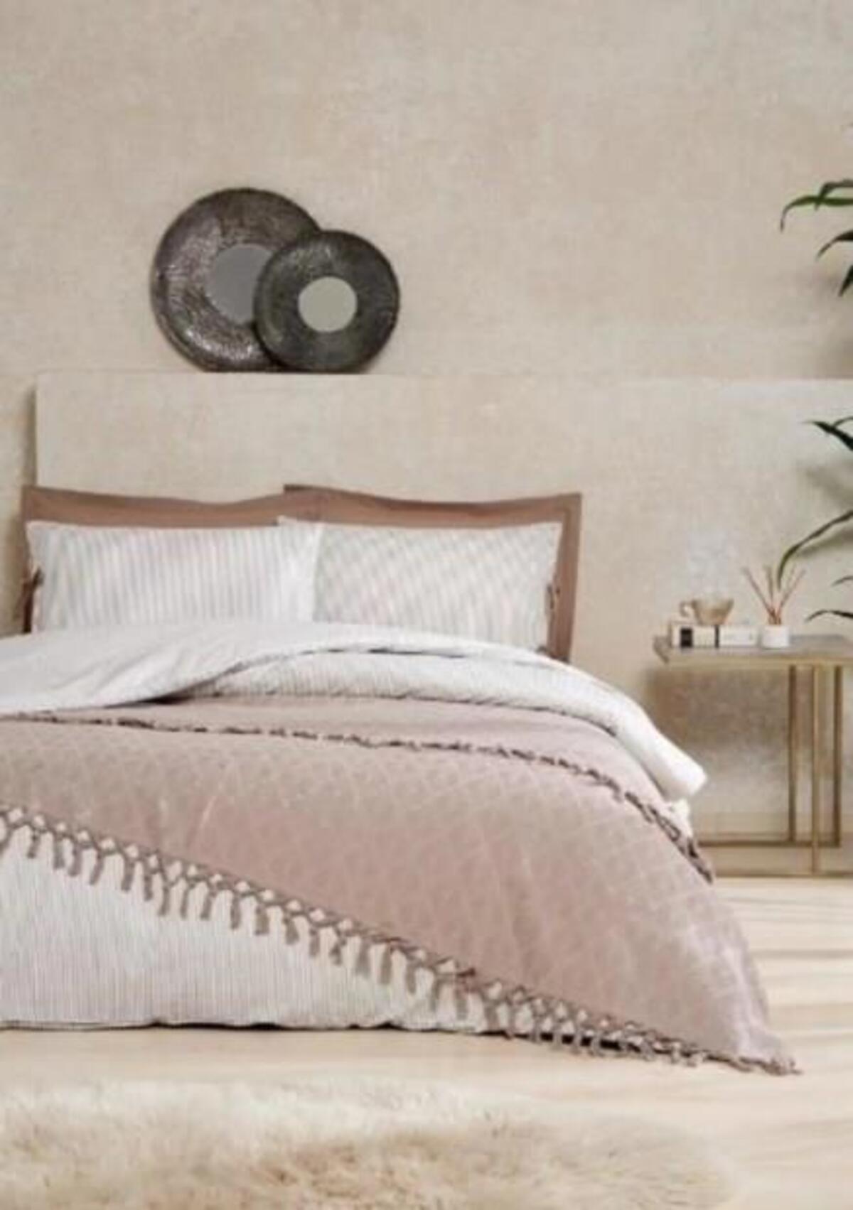Özdilek Pikeli Nevresim Takımı Çift Kişilik Natural Bej