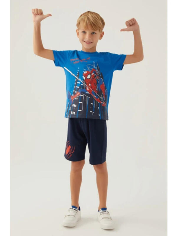 Spiderman Bermuda Takım Erkek Çocuk D4880-3 Kobalt