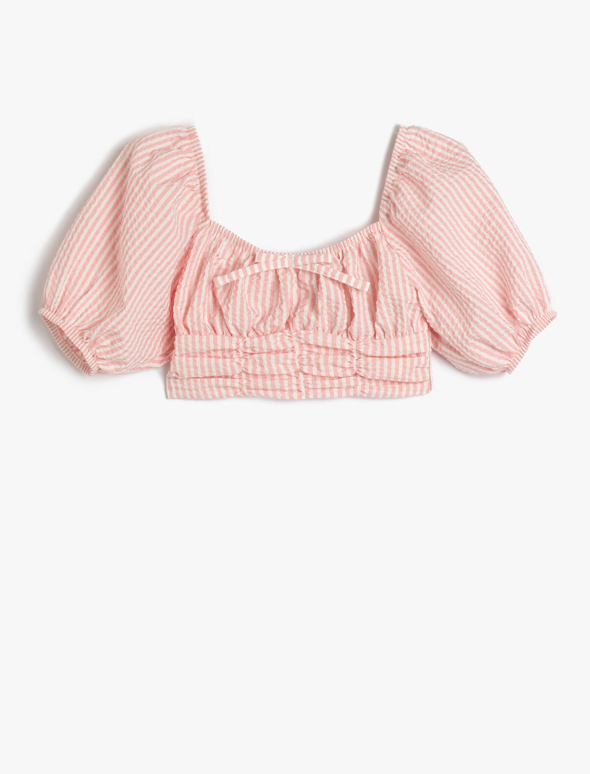Koton Bluz Crop Kız Çocuk 5SKG60043AW Pembe Çizgili