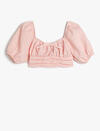 Koton Bluz Crop Kız Çocuk 5SKG60043AW Pembe Çizgili