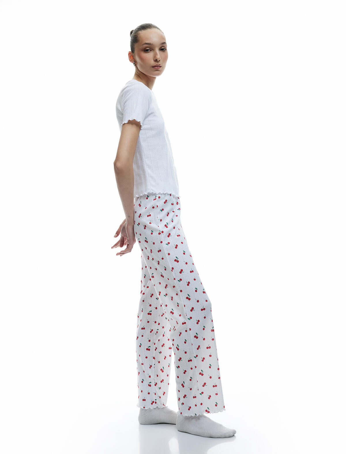 Koton Pijama Takımı 5SLK40137MK Kırmızı Desenli