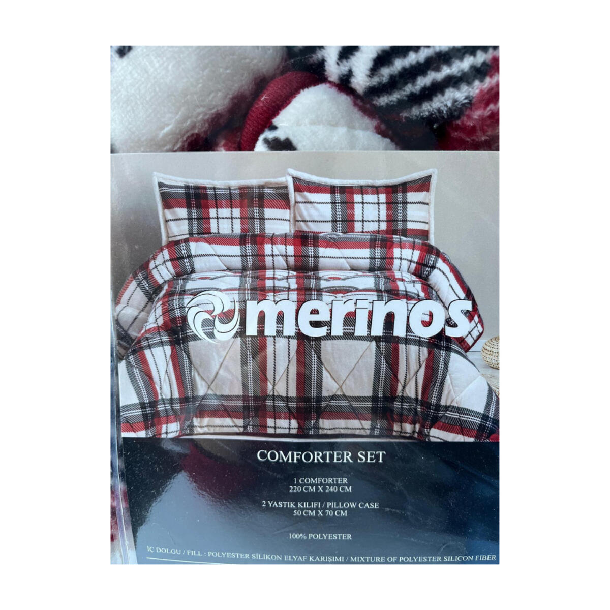 Merinos Yorgan Comforter Set Çk Volante Bej-Kırmızı