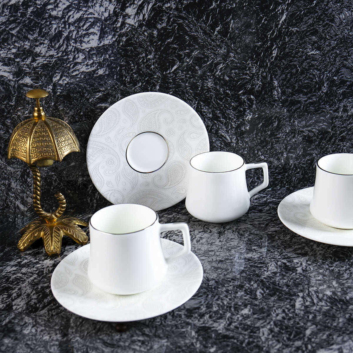 Evaliza Kahve Fincan Tk 6Lı Double Paısley 31000044097 Beyaz