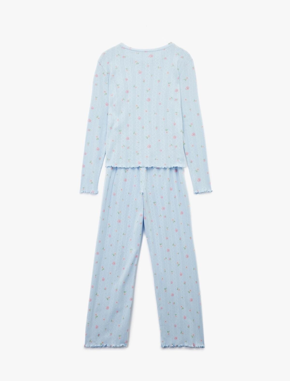 Koton Pijama Takımı 6WLK40156MK Mavi Desenli