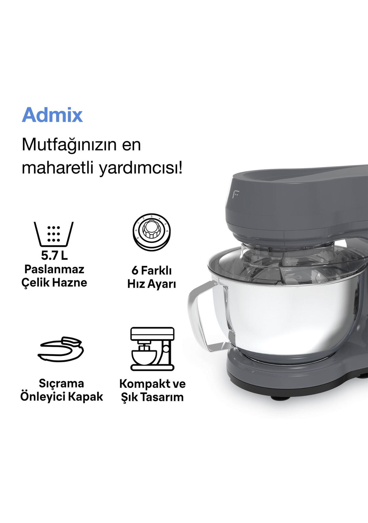 Fakir Mutfak Şefi Admıx Antrasit