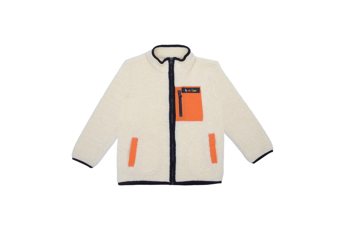 Benetton Peluş Ceket Erkek Çocuk BNT-B21669 72785 Ekru