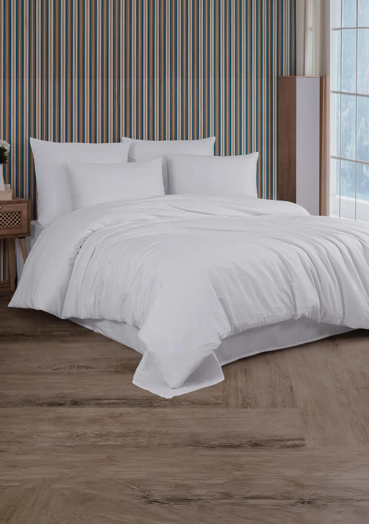 Aryıldız Nevresim Takımı Çift Kişilik Saten Çizgili Luxury 075UB6574 Antrasit