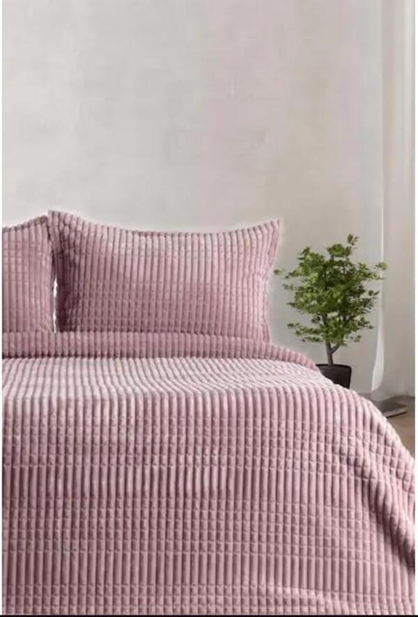 Merinos Battaniye Seti Çift Kişilik Modern Line Pudra