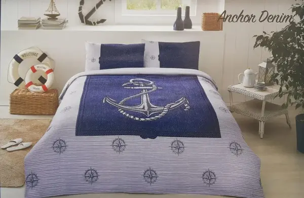 Özdilek Pike Takımı Çift Kişilik Ranforce Anchor Denim Gri