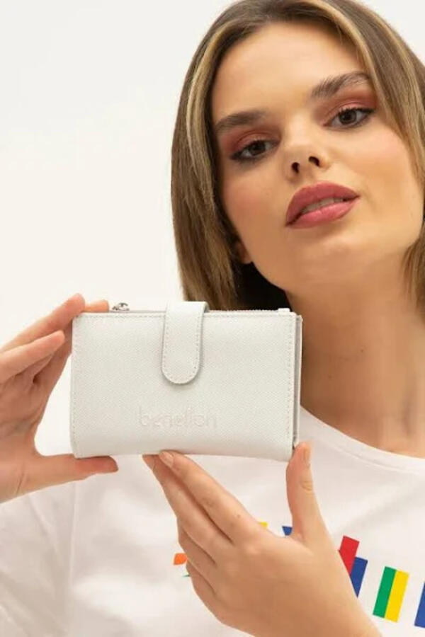 United Colors Of Benetton Kadın Cüzdan BNT_1300 Beyaz-A.Gri