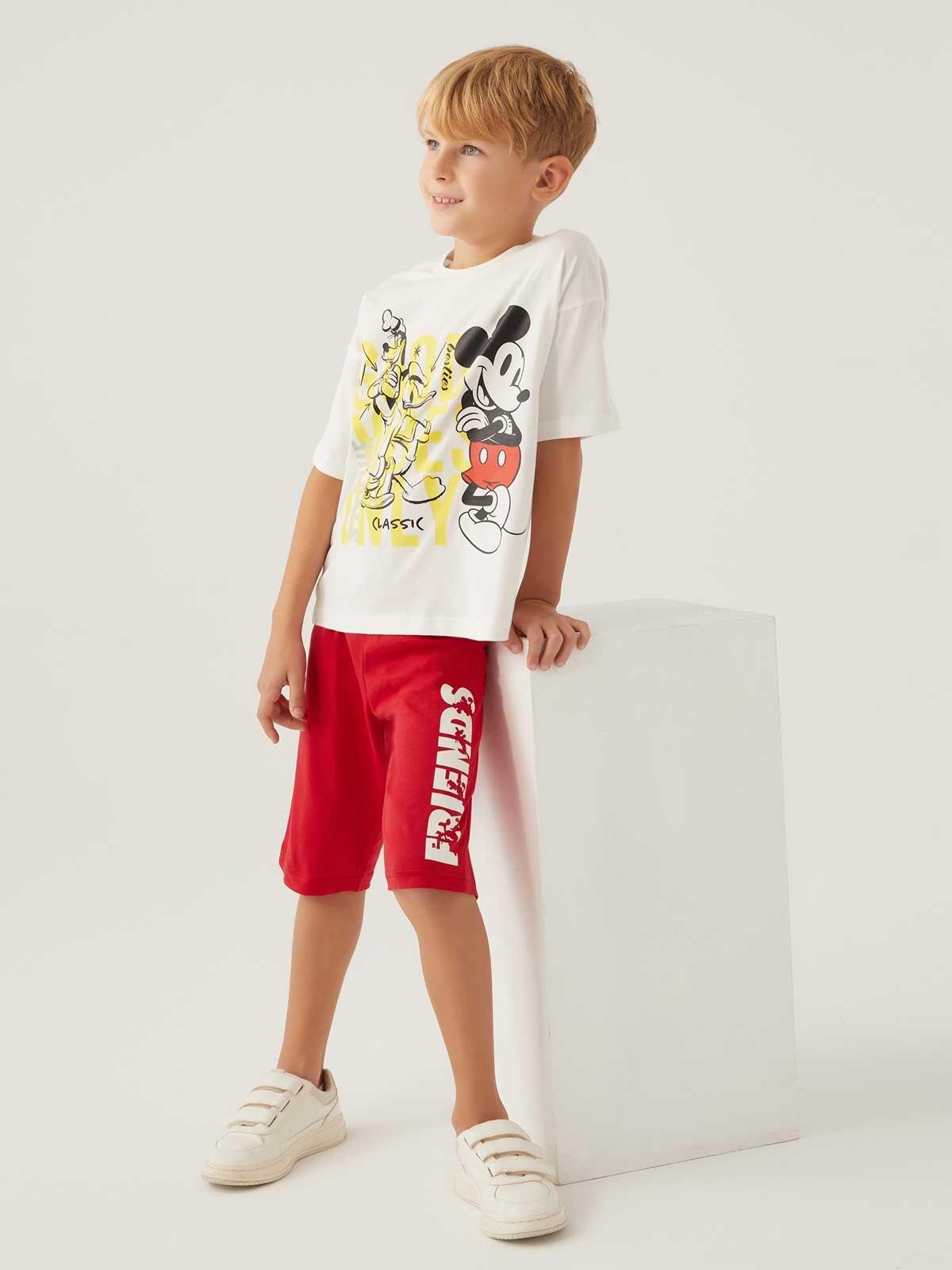Mickey Mouse Kapri Takım Erkek Çocuk D4871-3 Krem