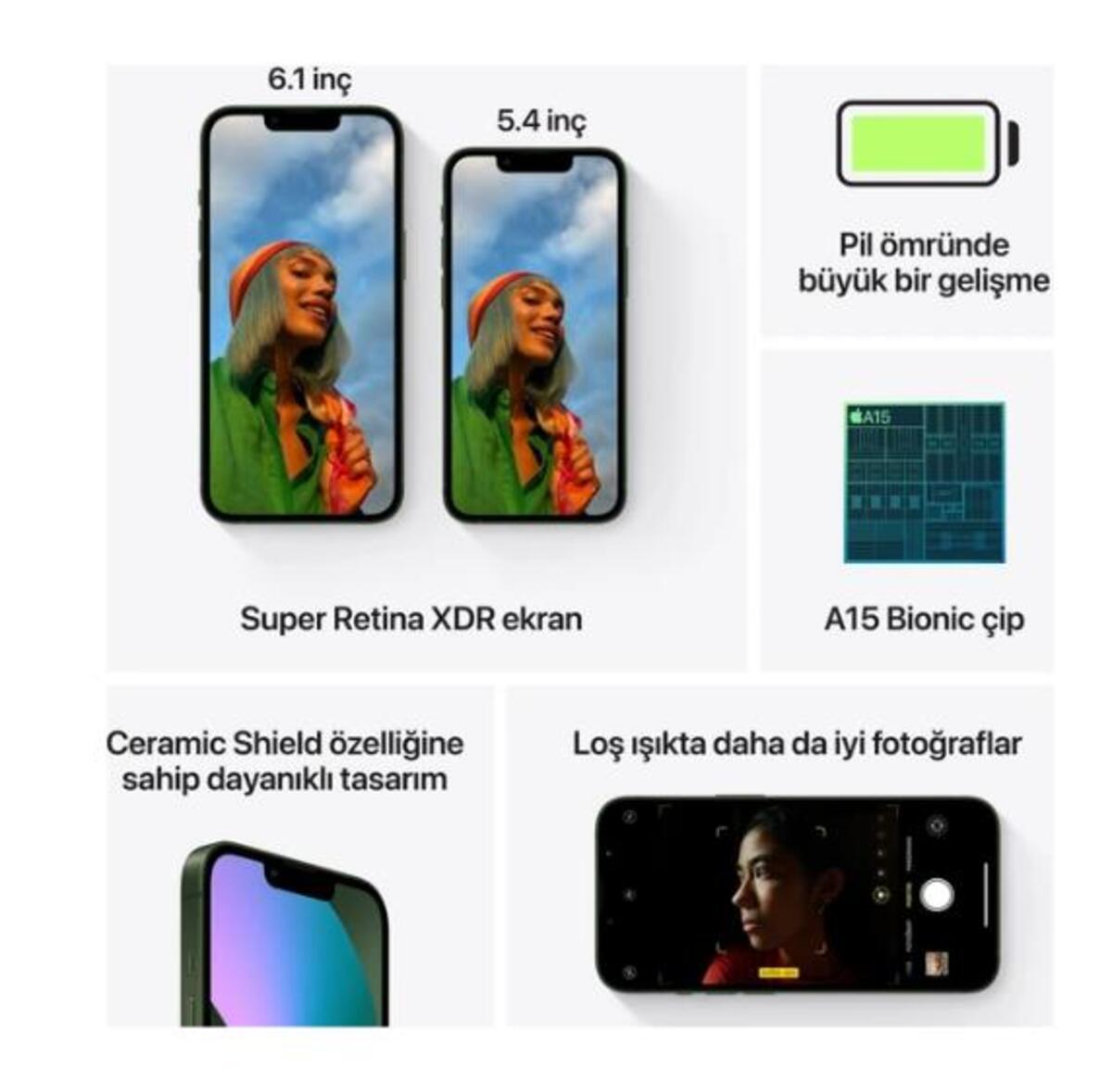 Apple Cep Telefonu Iphone 13 128Gb Green