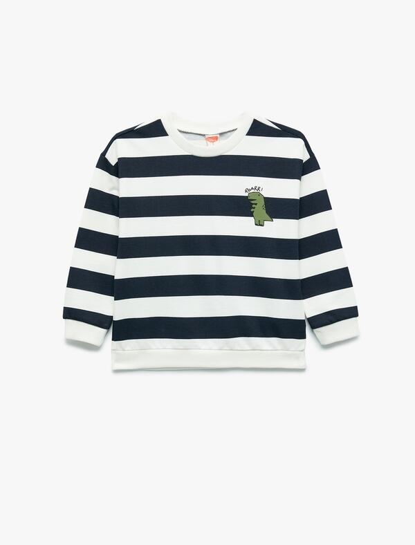 Koton Sweatshirt Erkek Bebek 6WMB10080TK Lacivert Çizgili