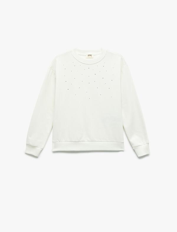 Koton Sweatshirt Kız Çocuk 6WKG10084AK Ekru