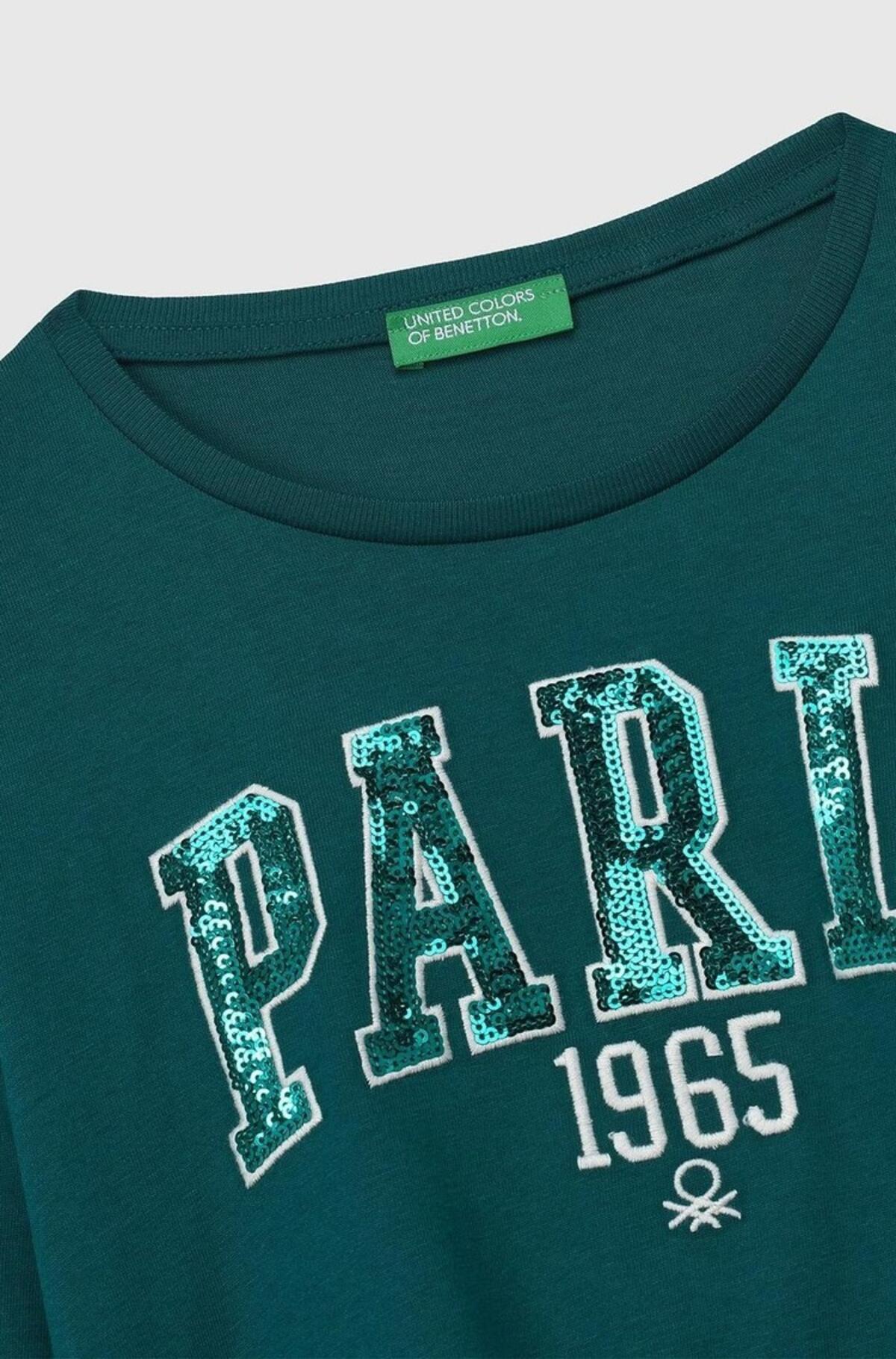 Benetton Uzun Tişört Kız Çocuk 3I1XC10JD Yeşil