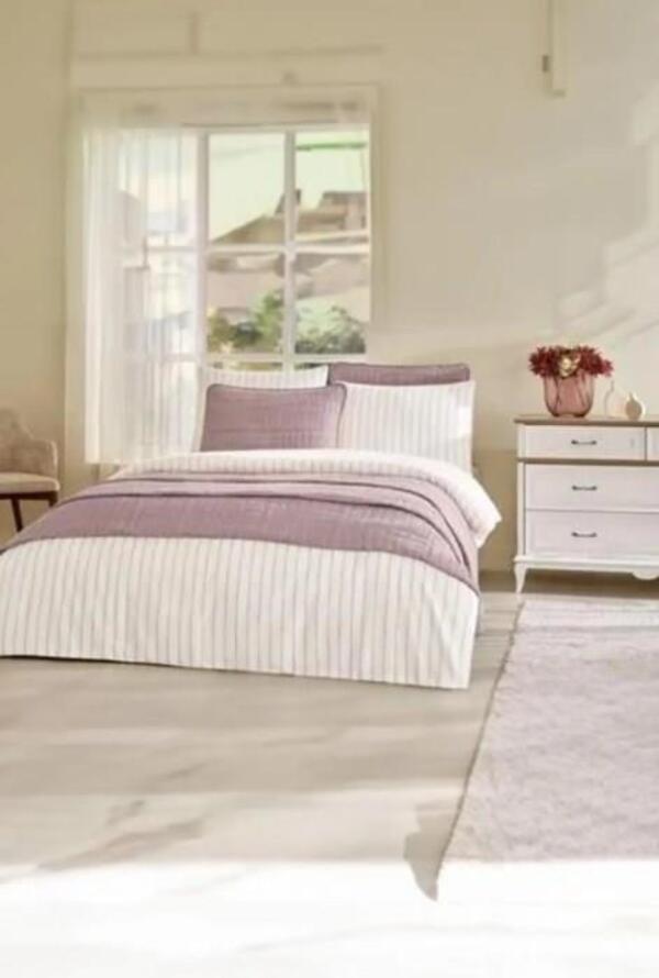 Özdilek Gelin Seti Yatak Örtülü Lıne Mürdüm