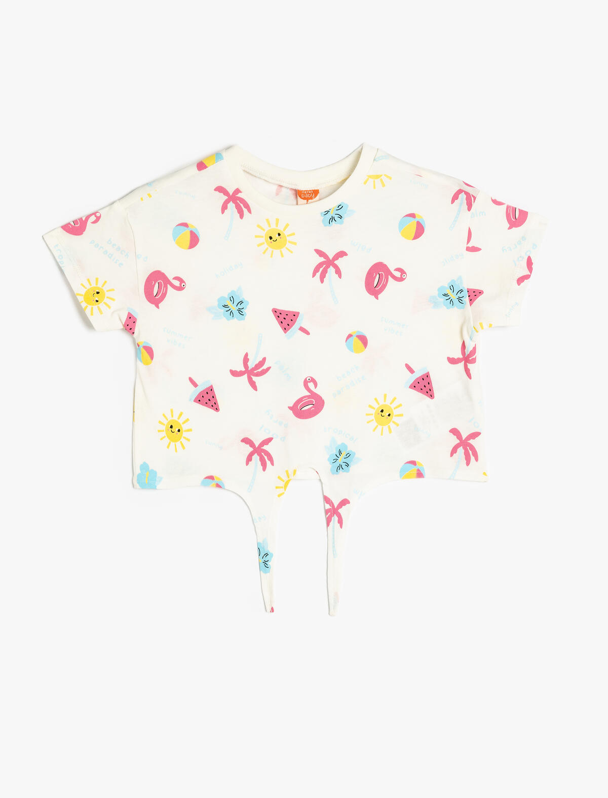 Koton Tişört Kız Bebek 5SMG10033AK Ekru Desenli