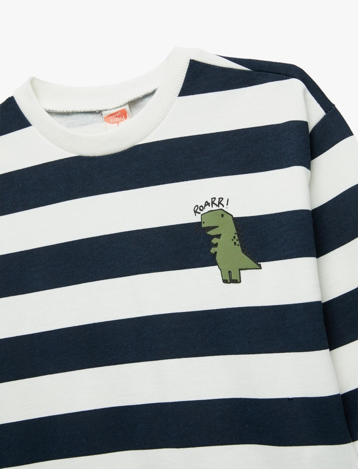 Koton Sweatshirt Erkek Bebek 6WMB10080TK Lacivert Çizgili