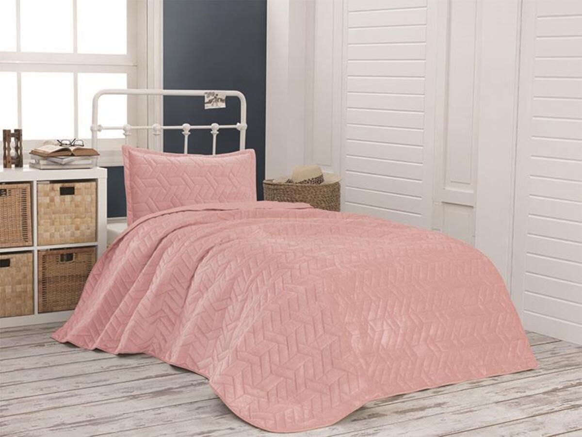 Dinarsu Yatak Örtüsü Tek Kişilik Pvc Ruby Pudra