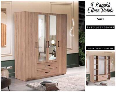 Chancolye Elbise Dolabı 4 Kapaklı Nova