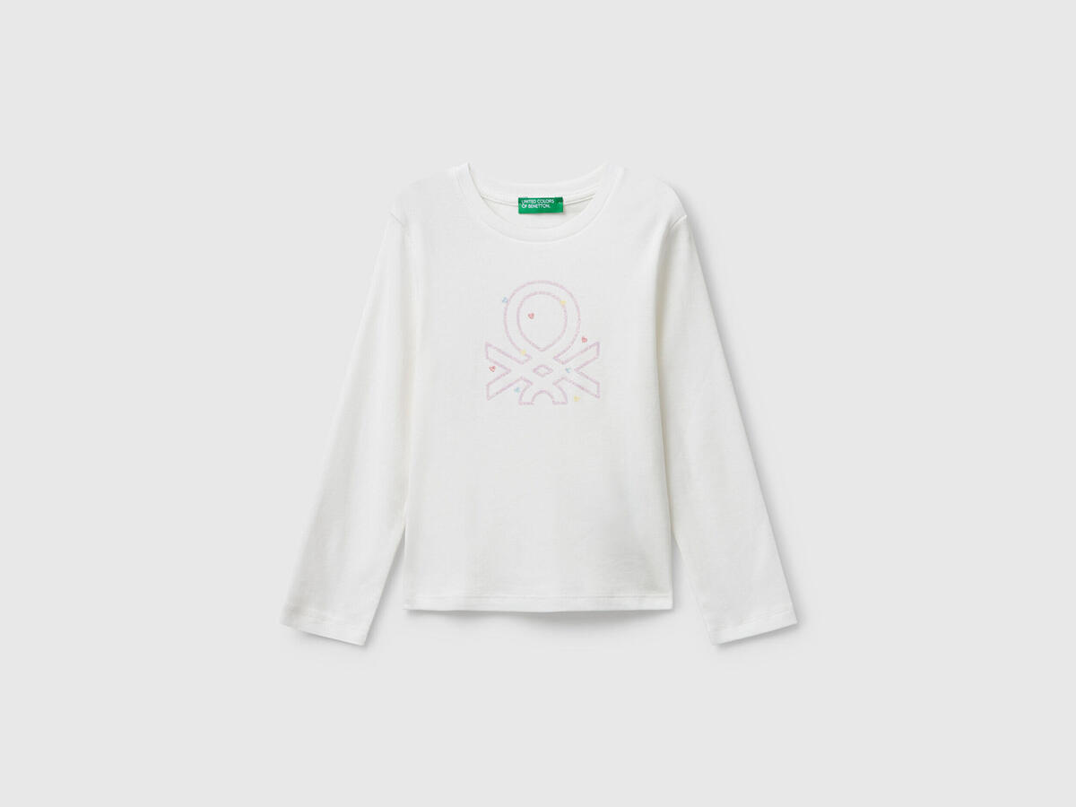 Benetton Tişört Kız Bebek BNT-BG 3I9WG10JS-25K Beyaz