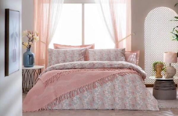 Özdilek Pikeli Nevresim Takımı Çift Kişilik Leaves Somon